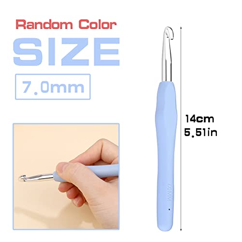 QMNNMA 7 mm Crochet Hook, Ergonomic Crochet Hooks for Arthritic Hands | Crochet Needles for Yarn, Extra Long Knitting Needles for Beginners and Crocheting Yarn, Good for Making Blankets - size: 7mm