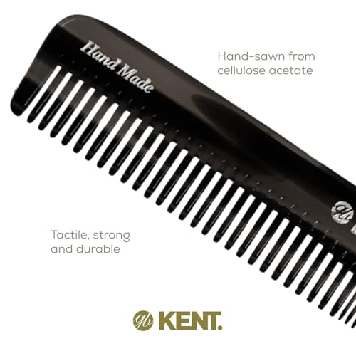 Kent 6T Black Graphite Fine Tooth and Wide Tooth Hair Comb, Handmade Styling Comb for Hair Care, Barber Combs, Beard Combs For Men, Styling Grooming for Men, Women and Kids - color: Graphite, size: 1 Pack