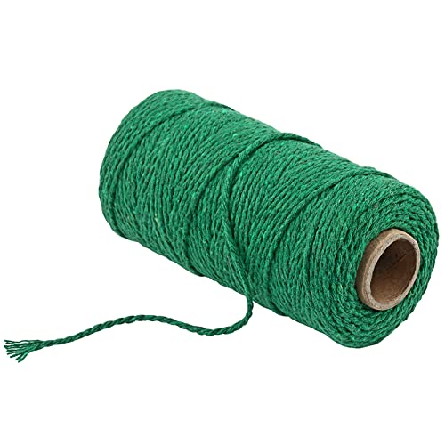 (109 Yards/1.5mm/35 Colors Optional) Cotton Baker Twine DIY Craft Macramé Natural Cotton Rope Craft Making Knitting String Rope DIY Wedding Decor Supply Christmas Wrapping(deep Green) - color: Deep Green