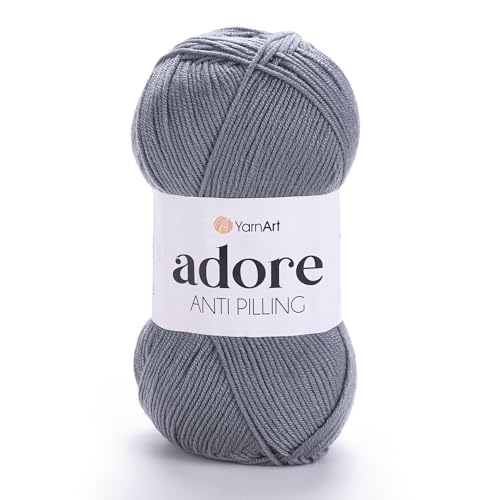 1 Skein YarnArt Adore, Antipilling Yarn, 100% Antipilling Acrlylic, 100 g (3.5 oz), 280 m (306 yd), 3 : Light-DK, Gray - 347 - color: Gray - 347