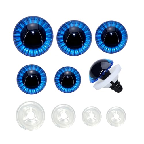 ARTCXC 50pcs 5size 11-23mm Safety Eyes for Crocheting | 50pcs Eyes + 50pcs Washers,Premium Material, Flower Texture Designed, for DIY Amigurumi Decor - color: Blue