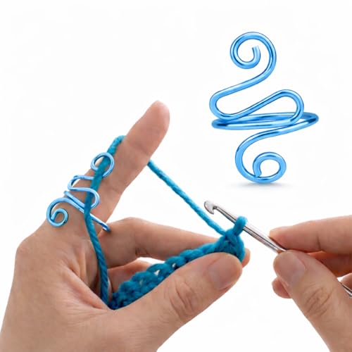 Crochet Tension Ring, Adjustable Crochet Ring for Finger, Works to Loop Yarn, Crochet Accessories, Crochet Supplies, Crochet Hooks, Gift, Resizeable, 1 Count (Sky Blue) - color: Sky Blue