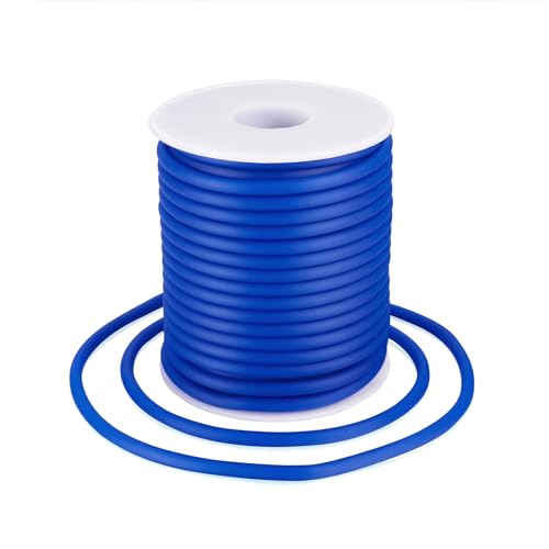 Beadthoven 4mm Hollow Pipe Rubber Tube Cords, 16Yards Barber Cord for Knitting Stitch Holder, Tubing Rubber Cord with Spool for Bracelet Jewelry Making DIY Crafts 2mm Hole - Blue - color: Blue, size: 4mm