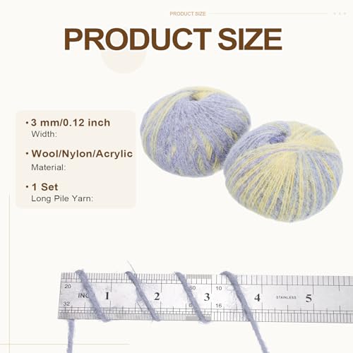 PATIKIL Wool Acrylic Blend Long Pile Yarn 2 Skeins Mohair Yarn Lace Weight for Crocheting Knitting Gloves Hats Socks Scarves, Purple Yellow - color: Purple Yellow