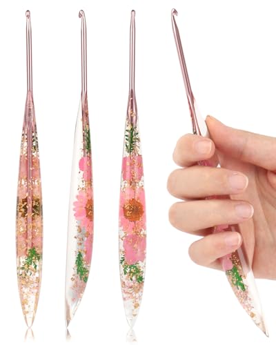 Coopay Crochet Hook, 3.5mm Ergonomic Crochet Hook with Floral Plastic Grips | Long Crochet Needles for Crocheting,Stylish and Unique, Ideal for Crocheting Blankets, Dolls, Shawls, Hats, Scarves (E-3.5mm) - size: E-3.5mm