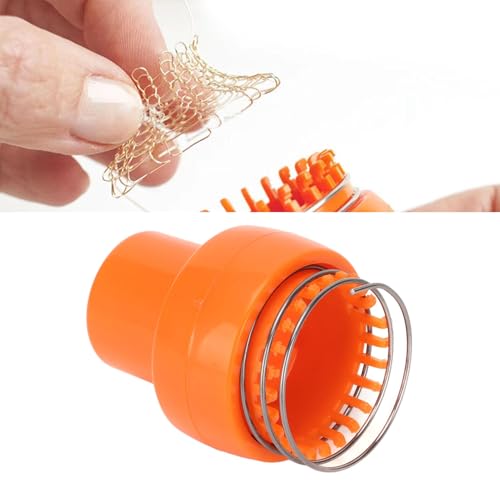 Jeanoko Mini Machine, Wire Crochet Orange Ergonomic Design Auto Release Safe Durable Wire Crochet Knitter for Hat Scarf Socks
