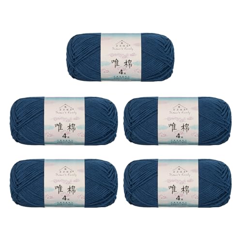 Susan's Family Combed Cotton 4 ply Yarn 5x50g-5Packs-44#Blue Ashes | 5skein pack balance 60cotton40acrylic blend Fingering Yarn Soft breathable durable crochet and knit baby blanket cardigan toy - color: 44#Blue Ashes