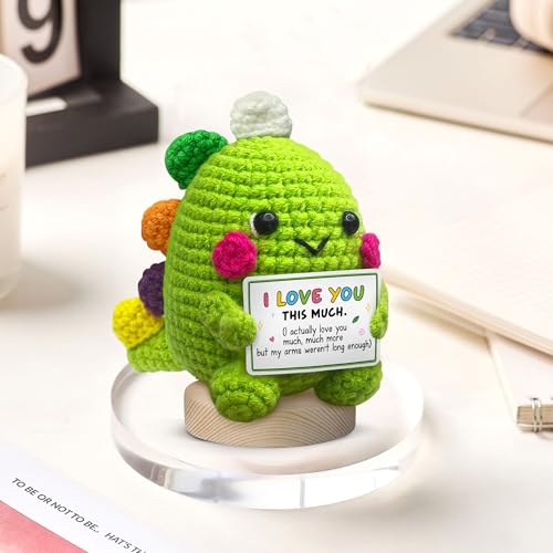 Gossby Gift for Boyfriend Girlfriend Husband Wife - I Love You This Much Dino Crochet - Anniversary, Valentines, Christmas, Birthday Couple Gift for Him Her - Romantic Idea for Women Men - color: I Love You This Much