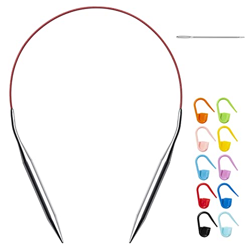 16" US Size 11 /8mm Metal Circular Knitting Needles Set for Beginners, Stainless Steel Round/Circle Knitting Needles with Fixed Lace for Small Knit Projects Christmas Stockings Socks Hats Baby Booties - color: Size US 11 (8mm)