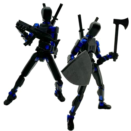 3D Printed Figure 5.54-inch Dummy13 with Weapon Expansion Set. (Black+Blue) - color: Black+blue