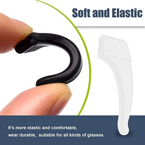 SMARTTOP 20 Pairs Anti-Slip Eyeglass Ear Grips Hook, Comfortable Silicone Elastic Eyeglasses Temple Tips Sleeve Holder-For Eyeglasses Sunglasses Spectacles Glasses Reading (10 Black&10 Clear) - color: Black & Clear