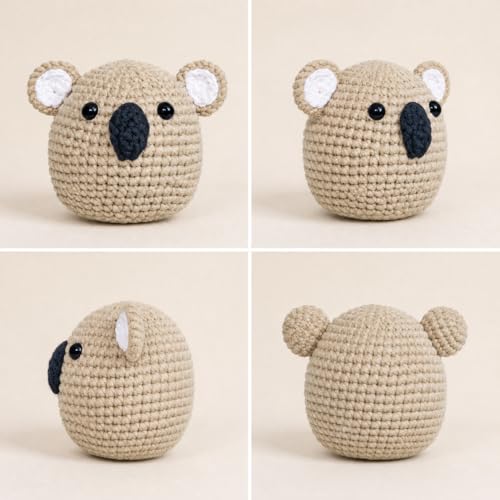 CLOUDAO 2 Pack Beginner Amigurumi Crochet Kit, Koala & Funny Poop DIY Craft Sets with Complete Supplies & Step-by-Step Tutorials