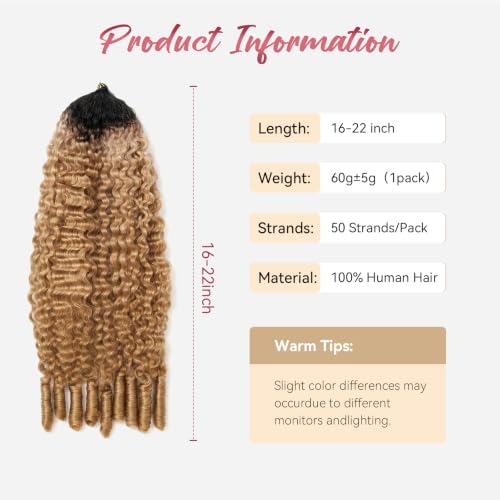Ombre 1B27 Pre-Separated Human Crochet Hair Burmese Curly Spiral Curls Miracle Knots 18 Inch 60g Knotless Feather Invisible Crochet Extensions Bundles Lightweight Reusable Remy Hair for Women - color: #1B27 (BC), size: 18 Inch