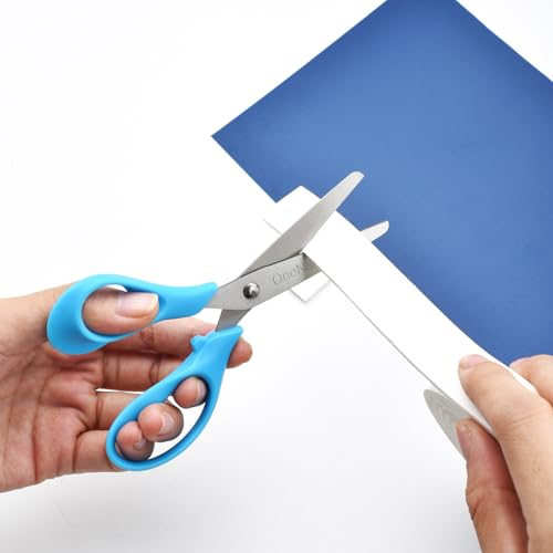 OneName Left-Handed Kids Scissors,5" Lefty Scissors for School Kids,6 Pack | Ergonomic Comfort-Grip Handles, Stainless Steel Blades, Perfect for Student, Classroom, Crafting DIY Arts Home - color: Left-handed 6pack Blue,pink,green