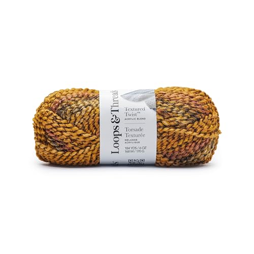 Loops & Threads Glow Textured Twist Yarn – Bulky Weight Yarn for Knitting, Crochet, Weaving, Arts & Crafts, 12 Pack - color: Glow