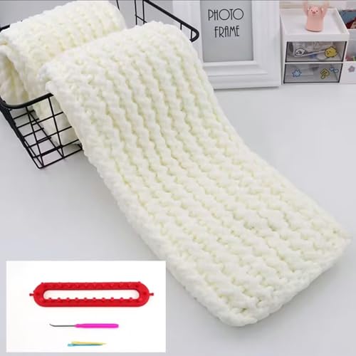 Rectangle Knitting Looms，Plastic Weaving Looms Set，Weaving Loom，Scarf Hats Making Tools，DIY Crocheting Handmade Craft Kit with a Crochet Hook and Needle for Knitting Lovers，26 cm (Red) - size: Rectangle,26cm,Sparse Pegs