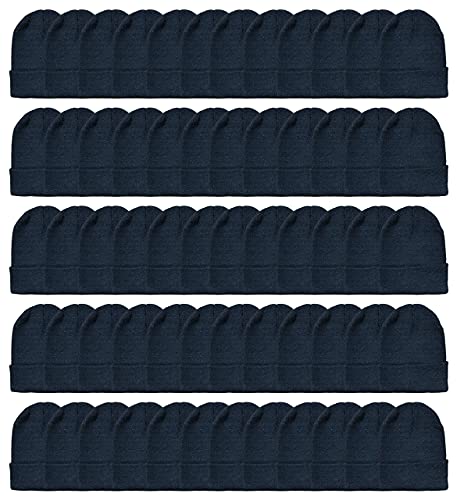 Yacht & Smith Wholesale Beanie and Glove Winter Bulk Kit, Kids Adults Bulk Sets, Homeless Donation Shelters - color: 120 Packs Adult Black Hat