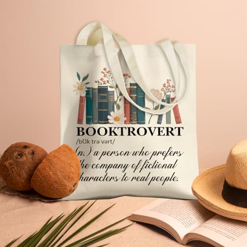jeilink Cute Aesthetic Canvas Tote Bag Book Lovers Gifts for Women Book Lovers Teacher Reusable for Birthday Christmas - color: Book 1295