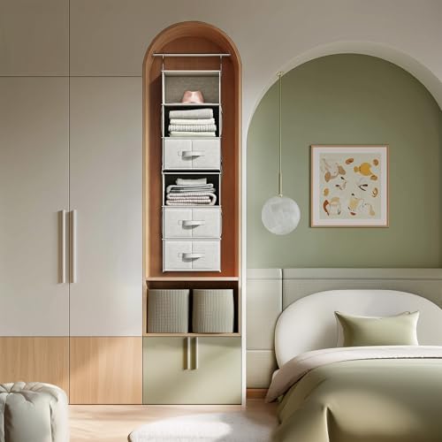 Vailando 6-Shelf Hanging Closet Organizer with 3 Drawers, 2 Separable 3-Shelf Closet Organizers and Storage for Wardrobe Organization, Hanging Dresser for Nursury & Dorm Clothes Organizer (Pack of 2) - color: Silver Gray, size: 6-Shelf Separable (Pack of