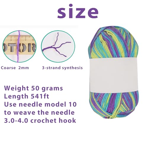 Threads for Knitting Yarn Crochet Yarn Rainbow for Crocheting Knitting Projects(Astronomy) - color: Astronomy