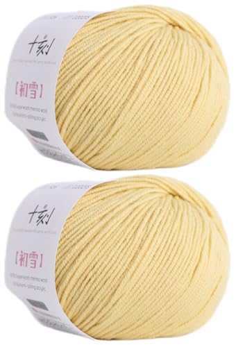 Merino Wool Yarn, Superwash Anti-Pilling, Sport Weight, for Knitting and Crocheting DIY Scarf Sweaters, 3.52 oz/100 g, (Per Skein 1.76 oz 150 Yards)-Cheese Yellow - color: Cheese Yellow