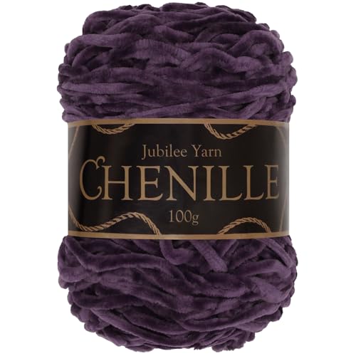 JubileeYarn Chenille Yarn - 100g/Cake Worsted Polyester - Amethyst - 1 Cake - color: 016 Amethyst, size: 1 Unit
