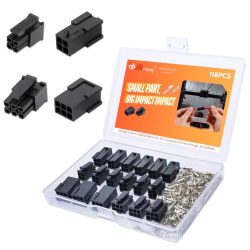 Micro-fit 3.0 4Pin 6Pin Connector Kit Molex Connectors MX 3.0 Dual Rows JRready Wire Power Male Females Housing Plug Connect Compatible with Molex MX 3.0mm Pitch Connector 118Pcs ST6515 - color: 4 6 Pin
