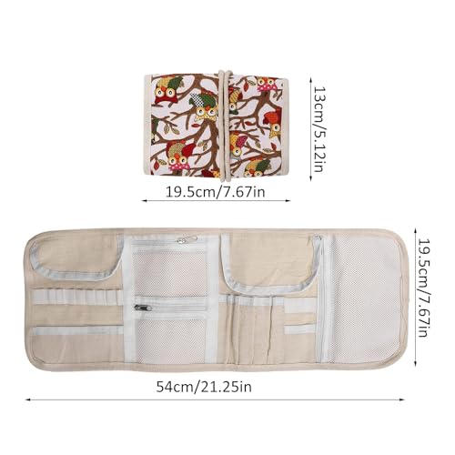 Pssopp Knitting Needles Holder Case Rolling Organizer Knitting Needle Storage Zipper Bag for Straight and Circular Knitting Needles Accessories(Owl)