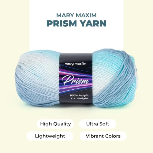 Mary Maxim Prism Yarn, Acrylic Multicolor DK Yarn, 290 Yards, Seascape | Ombre Yarn, 3 Weight, Machine Wash, For Knitting and Crochet, Create Baby Items, Blankets, Afghans, Clothing Variegated Yarn - color: Seascape