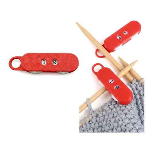 3D Printed Knitting Counter Universal Manual Knitting Stitch Counter for Crocheting Double Digits Spinner Knitting Needle Marking Tool (Red) - color: Red
