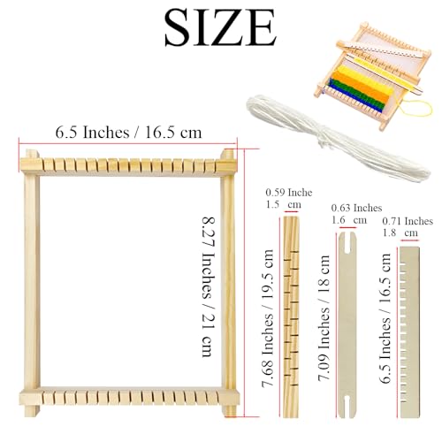 Ckyleole Weaving Loom Kit Wooden Weaving Loom Multi Craft Handcraft Wooden Looms Set Tapestry with Rods Combs Shuttles Line Instructions No Burr Mini 8.27 x 6.5 inch 1 Set(5P) Adult and Beginners