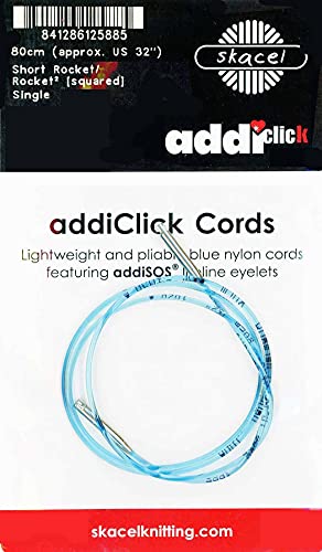 addi Skacel Click Interchangeable Cord 20 Inch for 3.5in., Rocket Tips | Uses addiClick Interchangeable System, Actual Length 13 inch 33cm) for Rocket Lace and Rocket 2 Squared Circular Tips - size: Actual 13 inch 33cm), Makes 20 inch (50m)