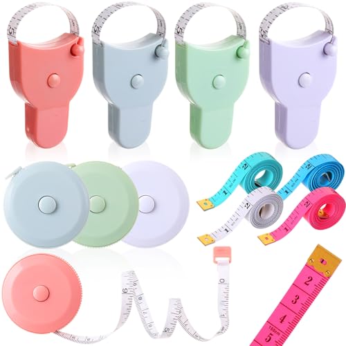12 Pack Tape Measure 60 Inch Measuring Tape for Body Soft and Retractable Fabric Measuring Tapes for Body Sewing Tailor Medical Craft Cloth Supplies, Double Scale