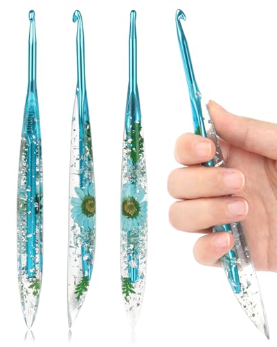 Coopay Crochet Hooks, 5mm Ergonomic Crochet Hook with Floral Plastic Grips | Long Crochet Needles for Crocheting,Stylish and Unique, Ideal for Crocheting Blankets, Dolls, Shawls, Hats, Scarves (H-5.0mm) - size: 5.0mm