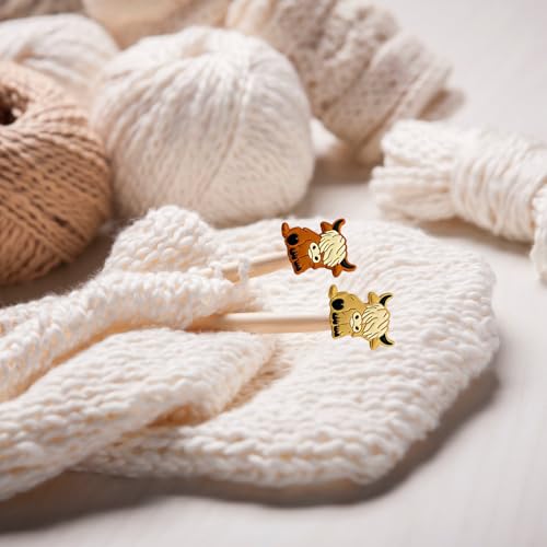 Knitting Needle Stoppers,Highland Cow Shape Stitch Stoppers Stitch Holders
