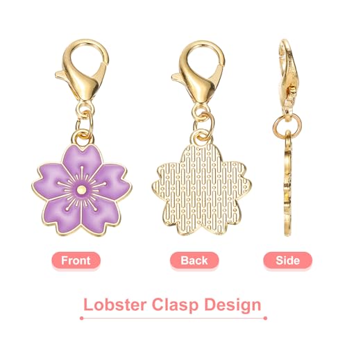 PATIKIL Flower Crochet Stitch Markers, Knitting Cherry Blossom Charm Marker for DIY Craft - color: Purple