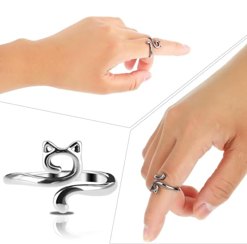 2Pcs Crochet Rings for Crocheting Adjustable Crochet Tension Ring for Finger Cat Yarn Guide Ring Knitting Crochet Accessories for Crochet Mother Grandma Gifts,Black - color: Black