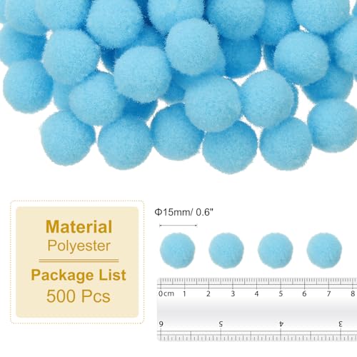 PATIKIL 0.6inch Pom Poms for Crafts, 500pcs Small Pompoms for Crafts Mini Puff Balls Bulk High Elasticity Fuzzy Balls for Hats Christmas Art DIY, Blue - color: Blue, size: 0.6inch