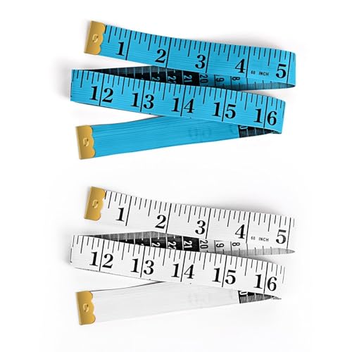 2Pcs 60-Inch Length and 2CM Width Soft Tape Measure, Fabric Sewing Measurement, Tailors Double Flexible Rulers, Body Measuring Tape, Body Shaping, Managing Weight Measurement (Blue and White) - color: A1-Blue/White
