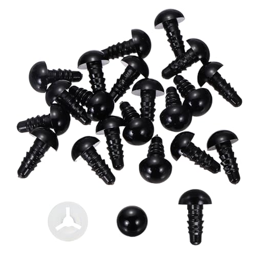 PATIKIL 10mm Safety Eyes, 40 Pcs Plastic Craft Eyes with Protective Film with Washers for Stuffed Animals Crochet Toys Dolls DIY Craft Making, Black - size: 10mm