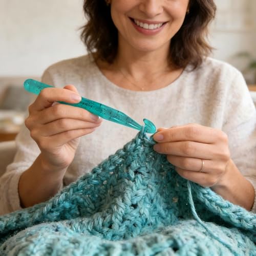 Mellobello Colorful Crystal Large Crochet Hooks Set 12-25MM, Ergonomic Crochet Kit for Beginners & Chunky Yarn Projects