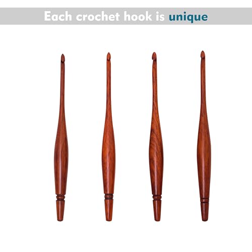 Ommi Ergonomic Handle Crochet Hooks | Handcrafted 6.7’’ Padauk Wood Crochet Hook | Knitting Needle, Craft Yarn Weave | Best Gift! (Padauk, 5 mm) - color: 5 mm