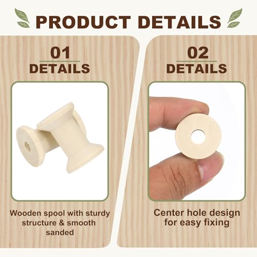 MECCANIXITY 26 Pcs 0.8"x1.2" Small Empty Thread Spools, Natural Color Unfinished Wooden Spools Wire Weaving Bobbins, Wire Weaving Bobbins for Embroidery DIY Sewing Machines Cord Jewelry Chain - color: Natural Color, size: 0.8"x1.2"