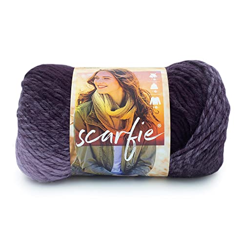 Lion Brand Yarn Scarfie Yarn, Eggplant/Lilac | Bulky Acrylic Wool Blend Knit & Crochet Fiber for Self-Striping Scarves, Colorful Cardigans, Chunky Blankets, Hats - color: Eggplant/Lilac, size: 1 Pack