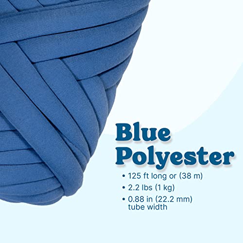 DIY Soft Polyester Bulky Yarn, Blue, 2.2 LBS, 41.5 Yards | Hand Knitting, Arm Knitting, For Blanket, Pillow, Handbag, Chunky Braided Knot Throw, Weave Craft Crochet - color: Blue (Polyester)