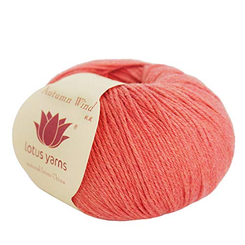 Lotus Yarns 5 Balls Autumn Wind Cotton Cashmere Blend Knitting Yarn Fingering Weight Crochet Yarn for Garments Soft Baby Clothes (11-Orange) - color: 11-Orange