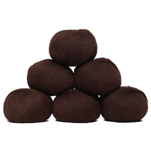 100% Baby Alpaca Yarn 6 Skeins 300g DK Weight Knitting Crochet Dark Brown | Made in Peru with natural warmth and softness featuring 654yd of premium fiber ideal for scarves shawls sweaters and more - color: Dark Brown, size: DK - 6 Skeins