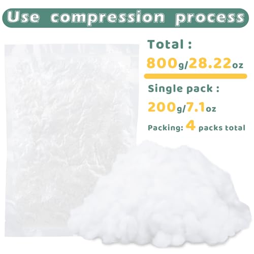 Jmuiiu 800g/28.22oz Polyester Fiber Stuffing, Fluffy Soft Polyfill | Stuffing for Stuffed Animals DIY Craft Cushion Pillow & Home Decor Projects - size: 800g/28.22oz