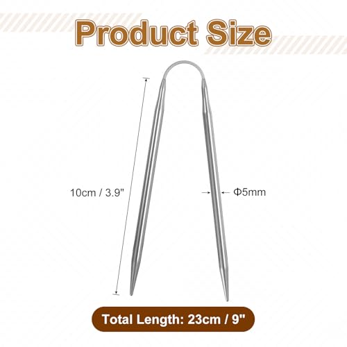 uxcell 6Pcs Size US 8 (5mm) Double-Pointed Flexible Knitting Needles 9 Inch(23mm) Stainless Steel Needle for Handmade Projects DIY Knitting - size: Size US 8 (5mm)
