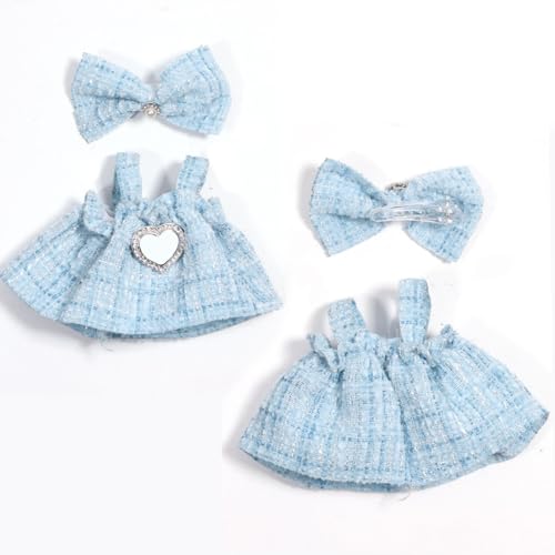 AICase for 17cm Doll Clothes/Outfit,Clothes Set for 17cm Doll,2 Piece Set Premium Luxury Chic Dress Clothing, Girls Stylish Adorable Dolls Clothes Accessories_2 - style: Sky blue